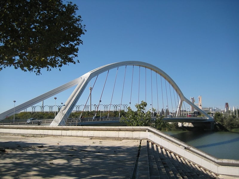 Tied-arch bridge in Seville, Spain