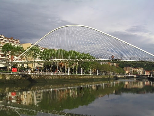 Tied-arch bridge in Bilbao, Spain