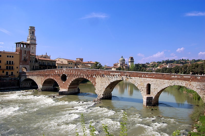 Arch bridge in Verona, Italy