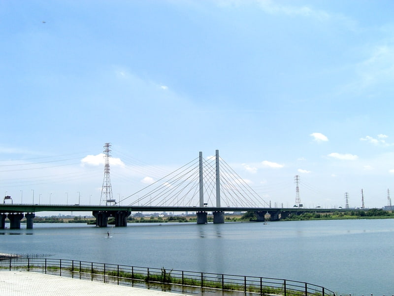 Cable-stayed bridge in Toda, Japan
