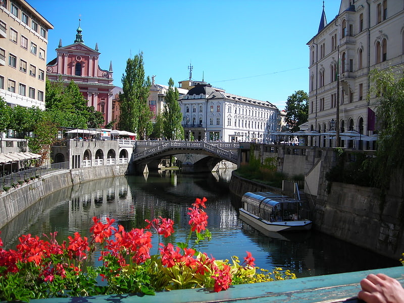 Arch bridge in Ljubljana, Slovenia