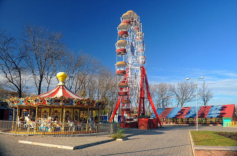 Amusement park in Donetsk, Ukraine