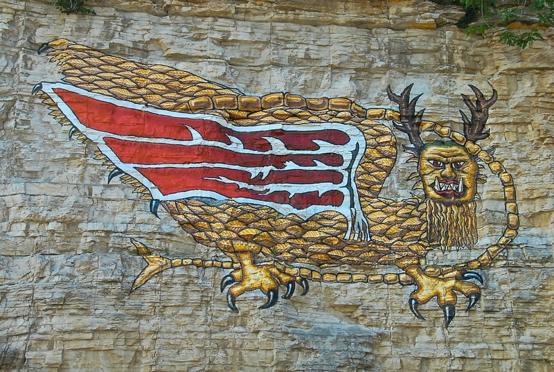 Peinture en falaise d'un monstre mythique