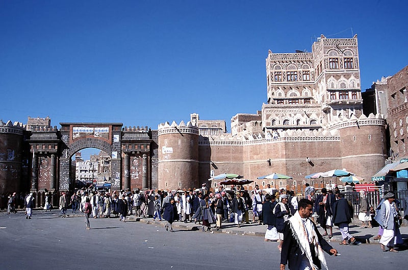 Historical landmark in Sana'a, Yemen